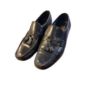 Florsheim Mens Black Tassel Detail Slip On Loafers Sz 9.5